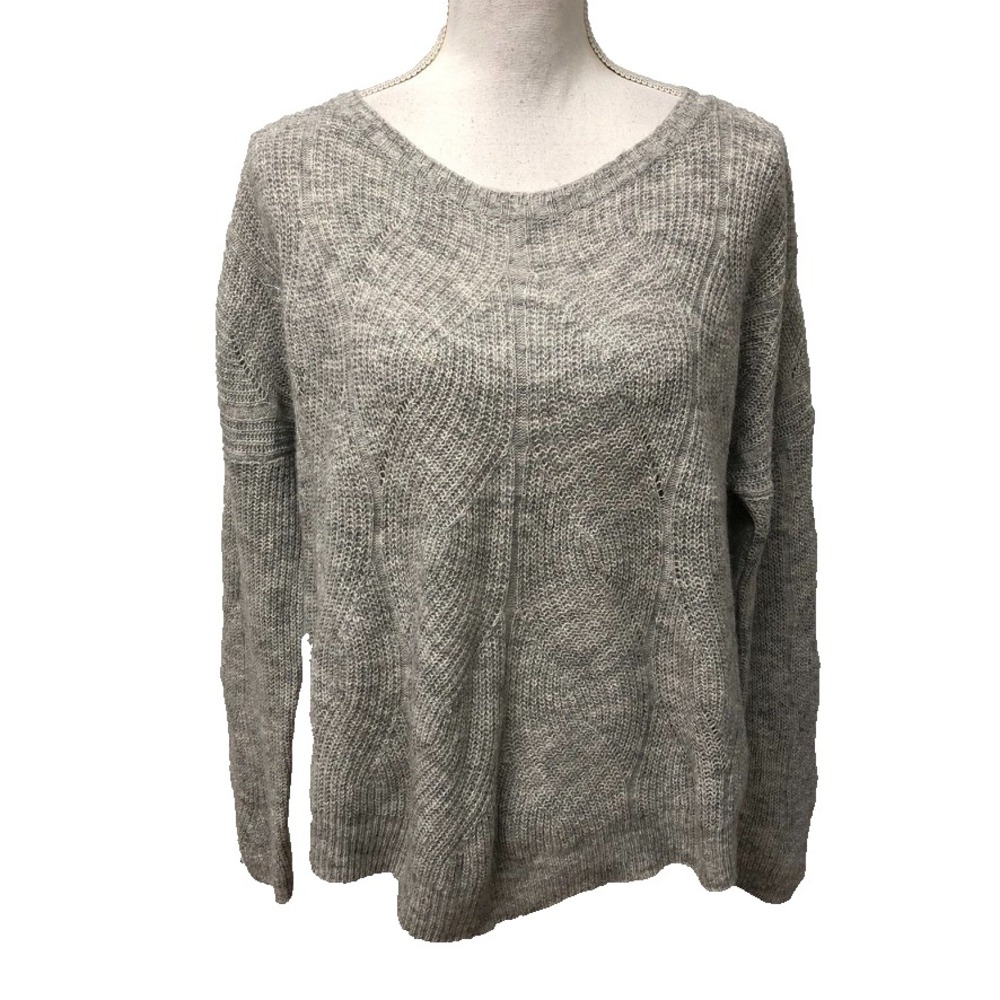 Anthropologie Sweater Jumper Womens Large Gray Oversize Boho Long Sleeve Casual